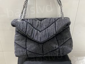 Tasarımcı Çanta Omuz Çantaları Lüks Tote Çanta Kadın Çanta Loulous Puffer Denim Çanta Y harfi Flap Messenger Çantalar Crossbody Commine Kadın Çanta Kart Cüzdan Sırt Çantası Gri