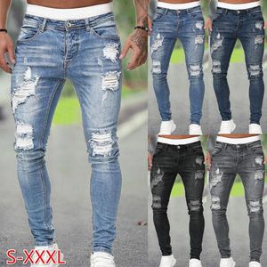 Pantaloni da uomo Jeans da uomo Regular Fit Hole Jean Primavera Autunno Streetwear Pantaloni casual da uomo strappati in denim Pantaloni slim da motociclista Capispalla da uomo