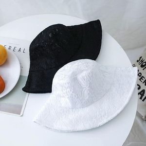 Wide Brim Hats Lace Hat For Women Soft Flower Sun Floppy Hollow Summer Fisherman Elegant Ladies Bucket 2023