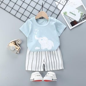 Giyim Setleri Çocuk Bebek Çocuk Bebek Kız Pamuklu Giysiler Kısa Kollu Takım Elbise T-Shirt Şort Bebek Kız Bahar