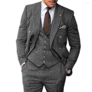 Men's Suits 2023 Grey Simple Business Elegant Fashion Job Interview Gentleman Suit Slim 3-piece High Quality Ternos Masculinos Completes