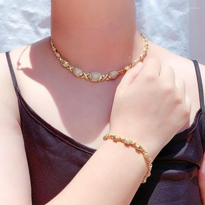 Set orecchini collana Funmode 2 PCS Bracciale color oro gioielli completi per collezione matrimonio donna all'ingrosso FS212