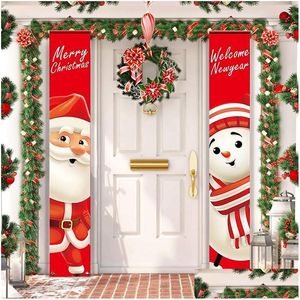 Decorações de Natal Qifu Porta Banner Feliz Decoração para Enfeites de Casa Xmas Feliz Ano 2021 Navidad Natal 201028 Gota Entrega Jardim Dh347