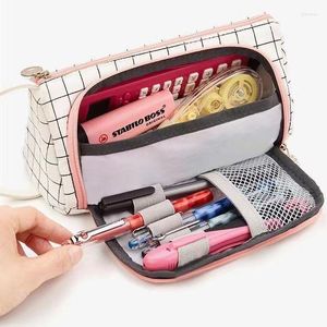 Large Capacity Denim Canvas Pencil Case School Supplies Storage Bag Kid Cute Pen Student Stationery Portable