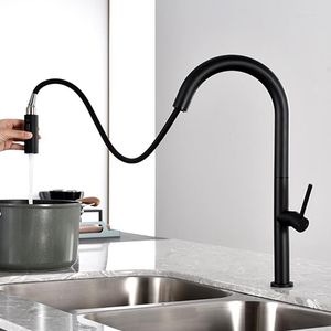 Kitchen Faucets Sink Black Mixer Pull Out Brass Washing Faucet Extendable Nozzle Gold 2 In 1 Tap Gourmet Golden Matte Cold