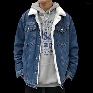 Männer Jacken Männer Winter Jean Blau Cowboy Oberbekleidung Warme Denim Mäntel Wolle Liner Dickere Fleece Jacke Männer