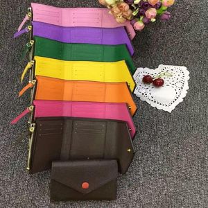 41938 Whole original box new style real leather multicolor date code short wallet Card holder women classic zipper pocket Vict239s