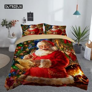 Conjuntos de cama 3D Impresso Feliz Natal Conjunto de cama Queen/Twin/King Size Decoração de Natal Roupas de cama para casa com travesseiro de cama 231129