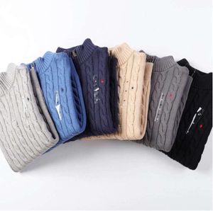 2023 Designer Mens Polo Sweater Winter Fleece Shirts Thick Half Zipper High Neck Warm Pullover Slim Knit Knitting Casual Jumpers Small horse 6684ess