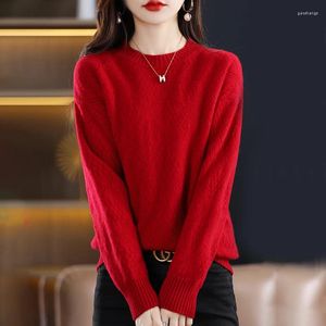 Kvinnors tröjor 100 kashmirtröja Autumn och vinterår Kina-chic röd tjock basrock