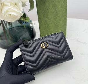 Svart plånbok med dammväskor och låda kvinnor män kvinnor nyckelpåse designers mode handväska kvinnor herr kreditkortshållare mynt mynt handväska lyxiga plånbok väska v39