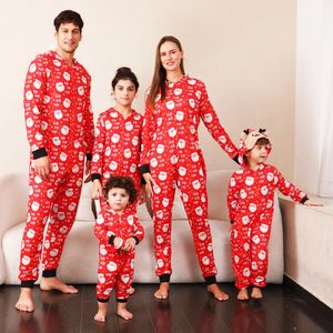 Family Matching Outfits Christmas Gift Pajamas Cute Deer Ear Hooded Jumpsuit Mother Father Kids Baby Outfit Rompers Xmas Look 231129