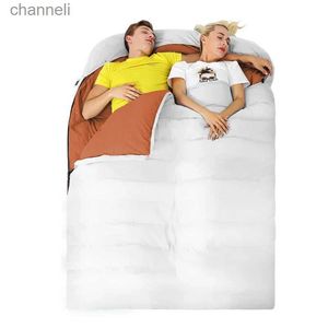 Sacos de dormir casal adulto envelope pato para baixo saco de dormir acampamento ao ar livre outono inverno manter quente frio resistente à prova d 'água descanso interno YQ231130