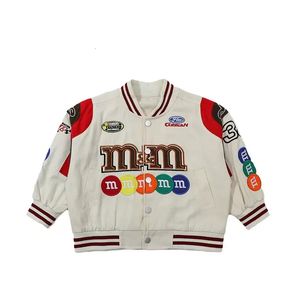 Down Coat American Hip Hop Children's Jacket Heavy Work Embroidery Motorcycle Wear Trend Street Spring Autumn Boy Clothes Girls 231130