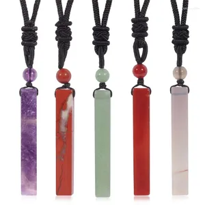 Hänge halsband reiki natursten halsband fyrkantig kristall pelare charm pendelt helande ametyst vitrosa kvartskvinnor gril smycken