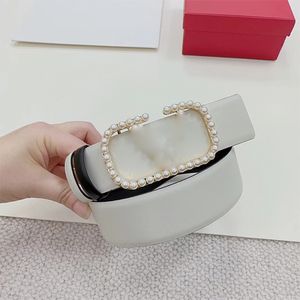 Cintura di perle da donna Designer Fashion Cinture da donna solide Larghezza 4 cm Accessori per cintura in pelle vintage