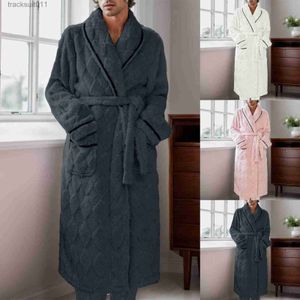 Herrrockar varma hösten vinterkorall fleece par nattklänning mäns flanell badrock förtjockar kvinnors sömnkläder plus sammet kimono mantel män l231130