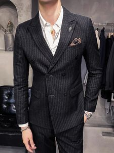 Mens Suits Blazers 25 Colors Blazer S7XL Wedding Dress Formal Business Slim Suit Jacket Plaid Randig Folid Color 1 PCS 231129