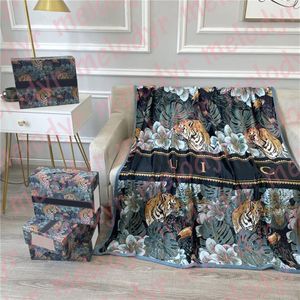 Tiger Print Velvet Boin Sofa Sofa ciepła pokrywa koc retro projektant materiałów pościeli bez Box278V