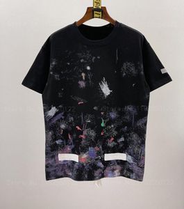 Mäns T-skjortor Summer Men's Fireworks Ink Splash T-shirt Top Plant Fleece Print Högkvalitativ bomullst-tröjor för män och kvinnor