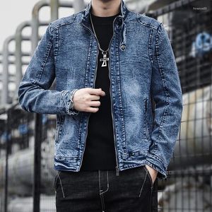 Giacche da uomo Autunno e inverno Tendenza casual Moda Versione coreana Giacca in denim slim fit da uomo Colletto alla coreana Cerniera Temperamento confortevole