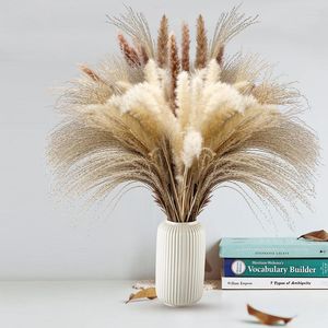 Decorative Flowers 60Pcs Reed Flower Bouquet Dried Pampas Grass Pampass Branches Arrangement Wedding Kitchen Decor Droogbloemen For Home