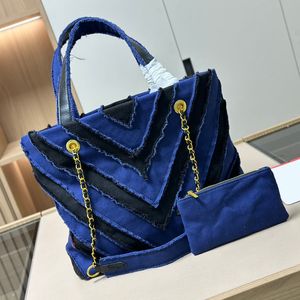 Bolsa tote vintage designer bolsa feminina designers totes sacos de mão corrente sacos de ombro senhoras moda denim bolsas com bolsa de moedas