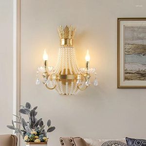 Vägglampa guld stort vardagsrum dekor kristall ledd sconce 110-240v lyx elprojekt korridor amerikansk ljus belysning