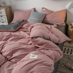 Bedding sets Nordic Bedding Set Simple Flat Sheets Duvet Quilt Cover Pillowcase Bed Linen for Single Queen Full Size Solid Home Textiles 231129