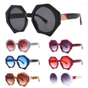 Sonnenbrille 2XPC Fashion Damen Retro Polygonal Frame Brillen UV Schutzbrille Eyew