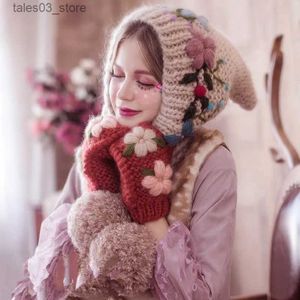 Beanie/Skull Caps 2021 Autumn Winter New Retro Personality Spire Exquisite Brodery Winter Sticked Witch Big Hair Ball Hat Q231130