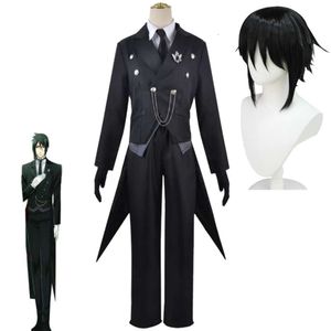 Anime Sebastian Michaelis Cosplay Uniform Anzüge Black Butler Kostüm Schwalbenschwanz Volle Outfits Dämon S Perücke Kopfbedeckung