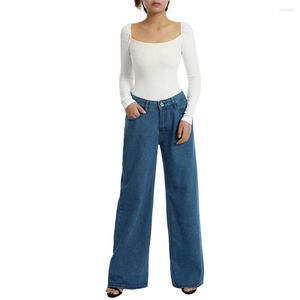 Kvinnors jeans kvinnor hip hop jenim byxor avslappnad hög midja avslappnad passform tvättad bred ben streetwear