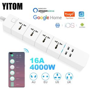 Power Strips Extensão Cords Protetores de surto WiFi Smart Power Strip Universal 18m com Alexa Googlehome multi plug 4 acesão CA Contrro Ukuusau 231130