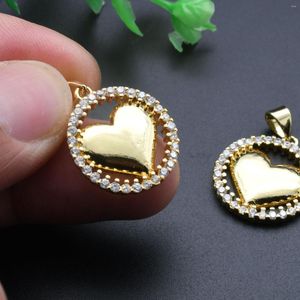 Charms Wholesale Jewelry Making Suppliers Nickel Free Gold Plated Copper CZ Setting Heart Pendant For Women Necklace