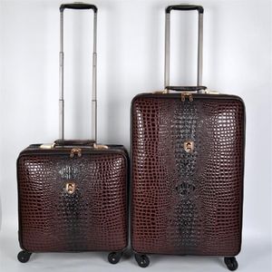 Suitcases Real Leather Crocodile Pattern Trolley Suitcase Universal Wheel 16 20 Inch Boarding Travel Luggage Full SuitcaseSuitcase183w