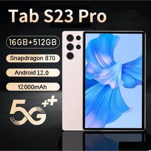 タブレットPC New S23 Pro Android12グローバルバージョン12GB 512GB Snapdragon888 5G Dual Sim Card WiFi HD 4K PAD 10000MAHネットブックドロップ配信OTDPC