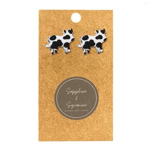 Stud Earrings Women's Scottish High-land Cattle Handmade Acrylic Cow Interesting Holiday With Card