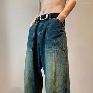 Мужские джинсы для мужчин Брюки с низкой посадкой Широкие мужские ковбойские брюки с карманами Прямые тренды 2023 года Большие размеры Уличная одежда 90-х годов Ретро Kpop