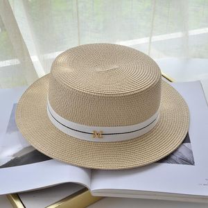 Wide Brim Hats Summer Women Straw Hat Flat Beach Fashion Sun Female Cap Panama Lady Visor Chapeu Feminino Caps Fedora Eger22