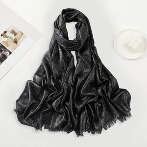 Scarves Women Scarf Soft Shawl Chic Stylish Women's Long Wide Windproof With Shiny Tassels Accessories For Retro Solid Color