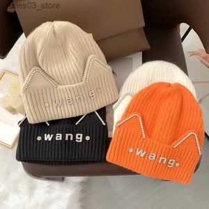 Beanie/Skull Caps 2021 New Women Beanie Hat Warm Fall Women Wool Knit Beanie Hat Cuff Beanie Cap for Girls Spring Skull Rhinestone Hats Q231130