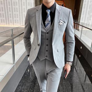 Men's Suits & Blazers Spot Checkered Suit Three-piece Slim Business Formal Groomsman Wedding