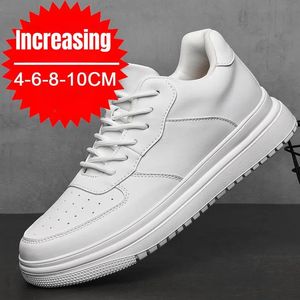 Klänningskor PDEP Höjd ökar för män 10 cm Invisible Hiss Sneakers White Leathe Sport Zapatillas de Hombre Big Size 231129