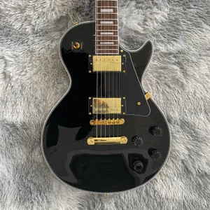 in stock Chitarra elettrica personalizzata LP Black Beauty, ponte Tune-o-Matic con tastiera in legno di rosa, spedizione gratuita