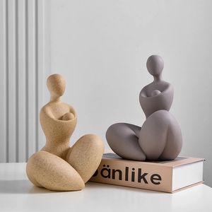 Novelty Items Art Abstract Statue Modern Room Decor Ceramic People Sculpture Simple Home Office Desk Accessories Ornament Craft Gift 231129