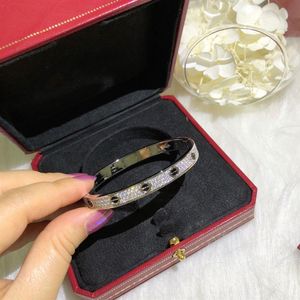 Pulseira de ágata preta C Designer Classic 18K ouro Au 750 pulseira em ouro branco tamanhos 16-17 com caixa268L