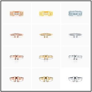 100% 925 Sterling Silver Ring T Shape Collection European and American Fashion Jewelry Big Name Ladies Luxury Populära smycken Char264C