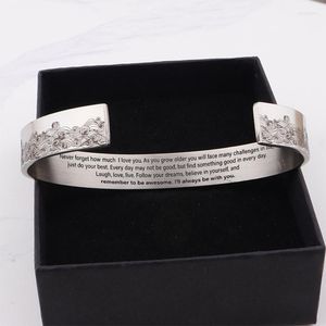 Bangle Engraved Remember To Be Awesome Bracelet Stainless Steel Inspirational Bangles Opening Women Girl Friend Jewelry Birthday Gift