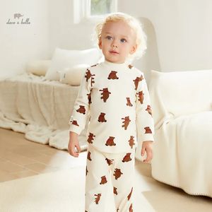 Пижамы Dave Bella, детский пижамный костюм для мальчиков, осень-зима, модный повседневный хлопок, удобный принт, милый комплект из двух предметов DB4237431 231129